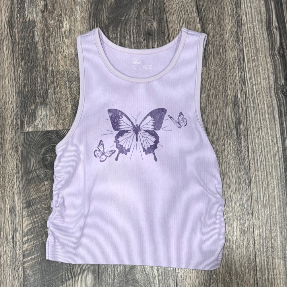 Lavender Butterfly Print Women's Top